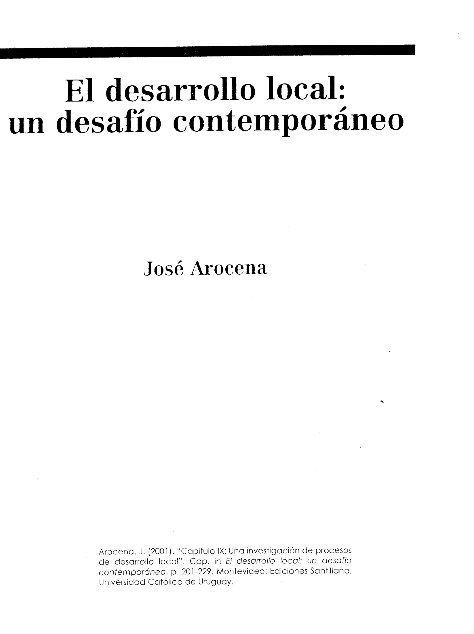 El desarrollo local: un desafio contemporaneo